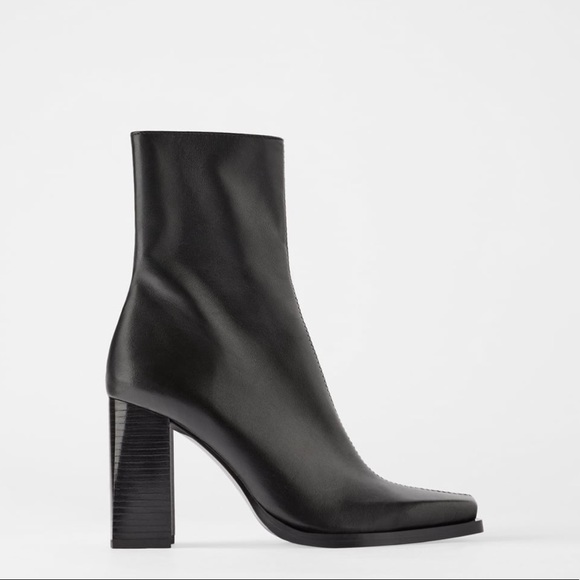 Zara Shoes - Zara square toed leather heels